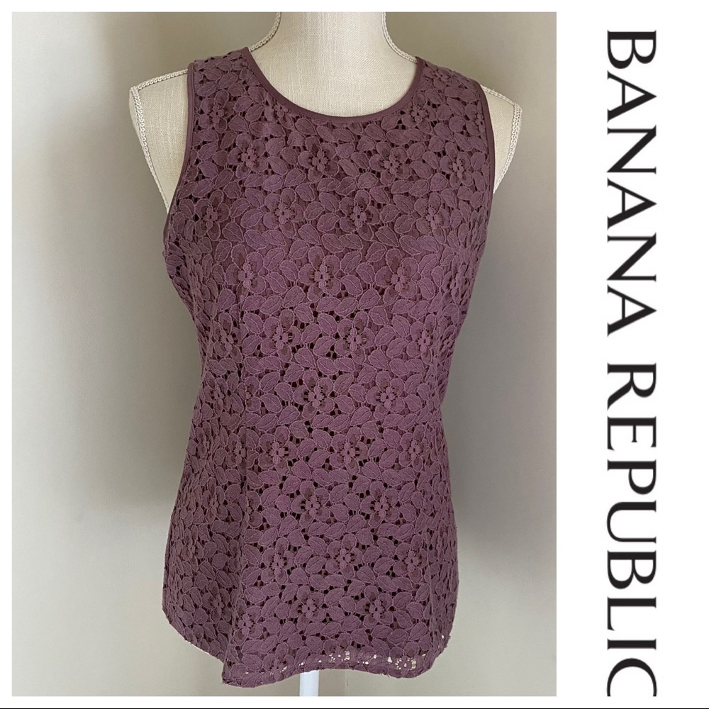 Banana Republic Lace Overlay Sleeveless Top, 4